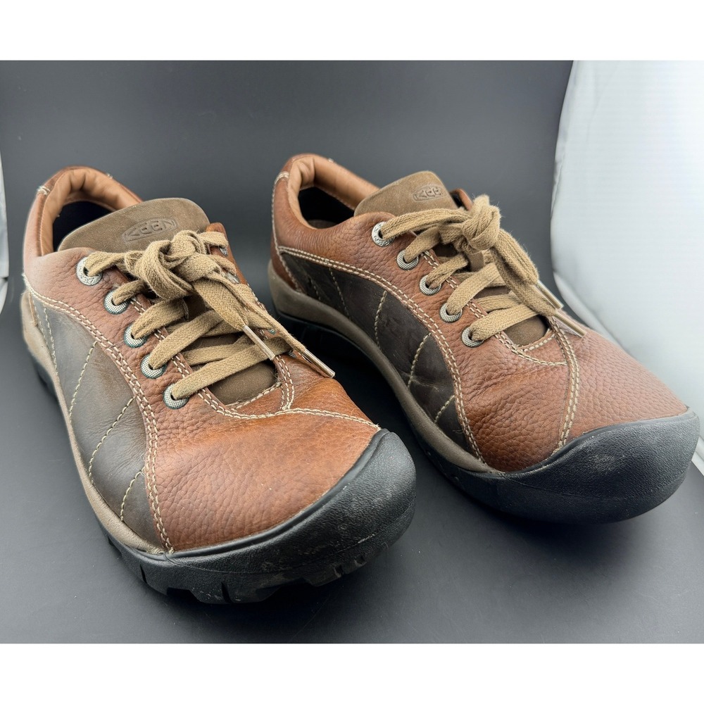 Keen Presidio-Brown Leather Walking Shoes, Comfort Oxfords, 1011400, Womens 9